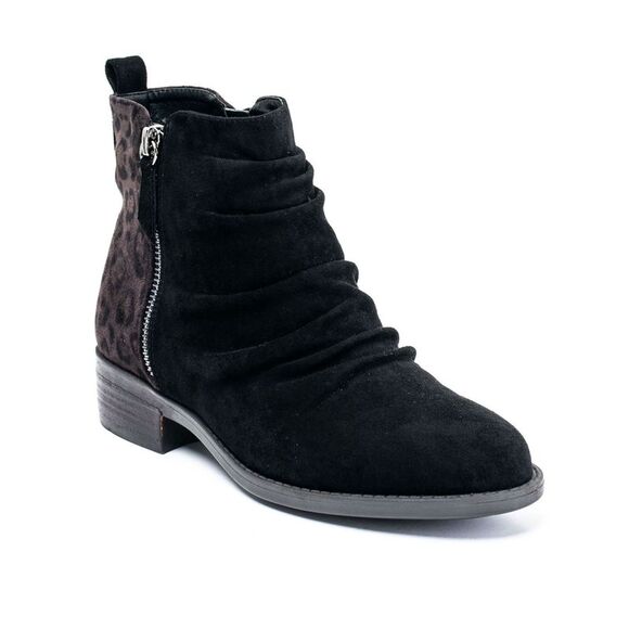 G.C. SHOES Womens Black Leopard Print Zipper Nori Round Toe Block Heel Booties 7 - Picture 1 of 4